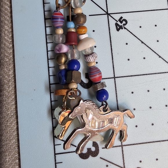 Celebrity Mixed Media Beaded Dangle Earrings with Horse, And Whistle Charms - Picture 6 of 6
